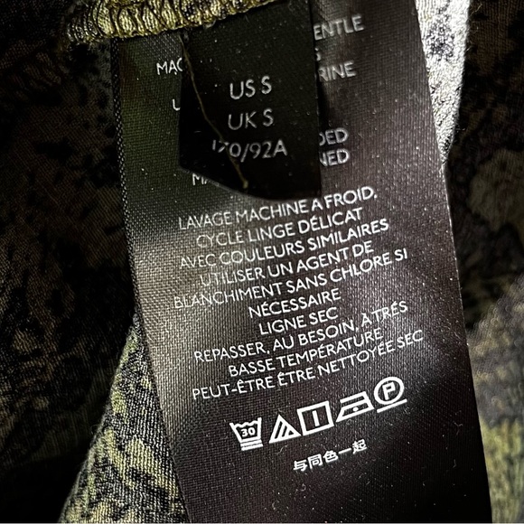 Anthropologie Rachel Tunic Dress Women Small Green Black Snakeskin Print Shift - Picture 10 of 16